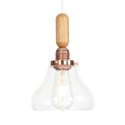 Globe/Cone/Small Bell Pendant Lighting Vintage Clear Glass 1 Licht Roségoud/Chrome hangende lamp met verstelbaar koord