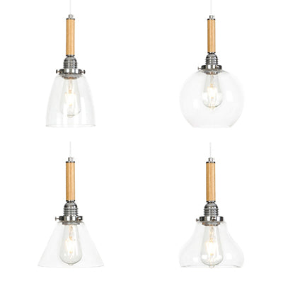 Globe/Cone/Small Bell Pendant Lighting Vintage Clear Glass 1 Licht Roségoud/Chrome hangende lamp met verstelbaar koord