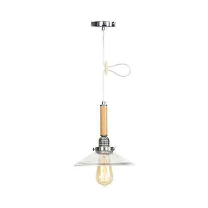 Globe/Cone/Small Bell Pendant Lighting Vintage Clear Glass 1 Licht Roségoud/Chrome hangende lamp met verstelbaar koord