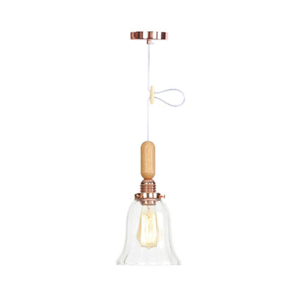 Globe/Cone/Small Bell Pendant Lighting Vintage Clear Glass 1 Licht Roségoud/Chrome hangende lamp met verstelbaar koord