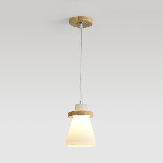 Lámpara colgante de sombra cónica blanca con dosel redondo de estilo simple iluminación colgante de vidrio de leche en blanco para el cargo