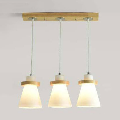 Lámpara colgante de sombra cónica blanca con dosel redondo de estilo simple iluminación colgante de vidrio de leche en blanco para el cargo