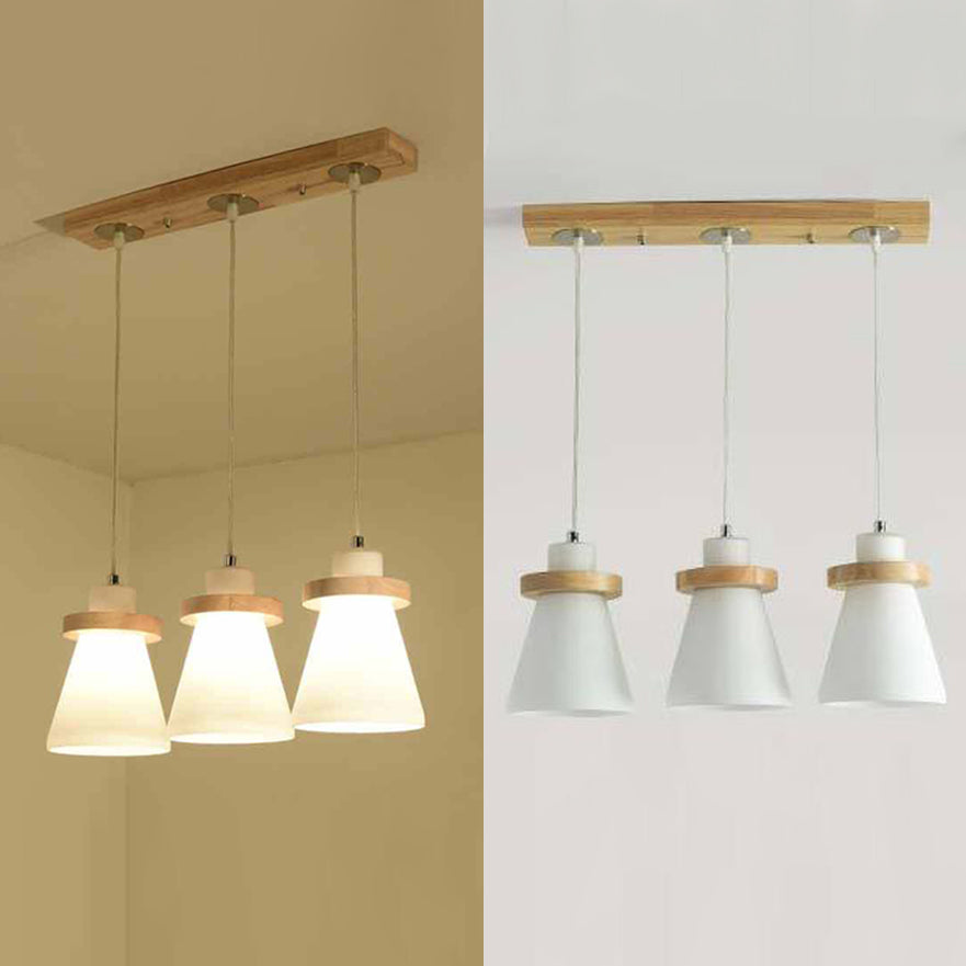 Lámpara colgante de sombra cónica blanca con dosel redondo de estilo simple iluminación colgante de vidrio de leche en blanco para el cargo