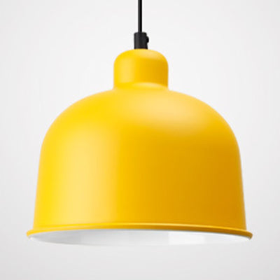 Bowl Shade Hanging Light Single Head Macaron Style Aluminum Pendant Lamp for Restaurant