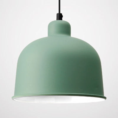 Bowl Shade Hanging Light Single Head Macaron Style Aluminum Pendant Lamp for Restaurant