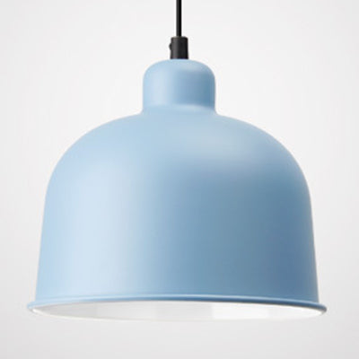 Bowl Shade Hanging Light Single Head Macaron Style Aluminum Pendant Lamp for Restaurant