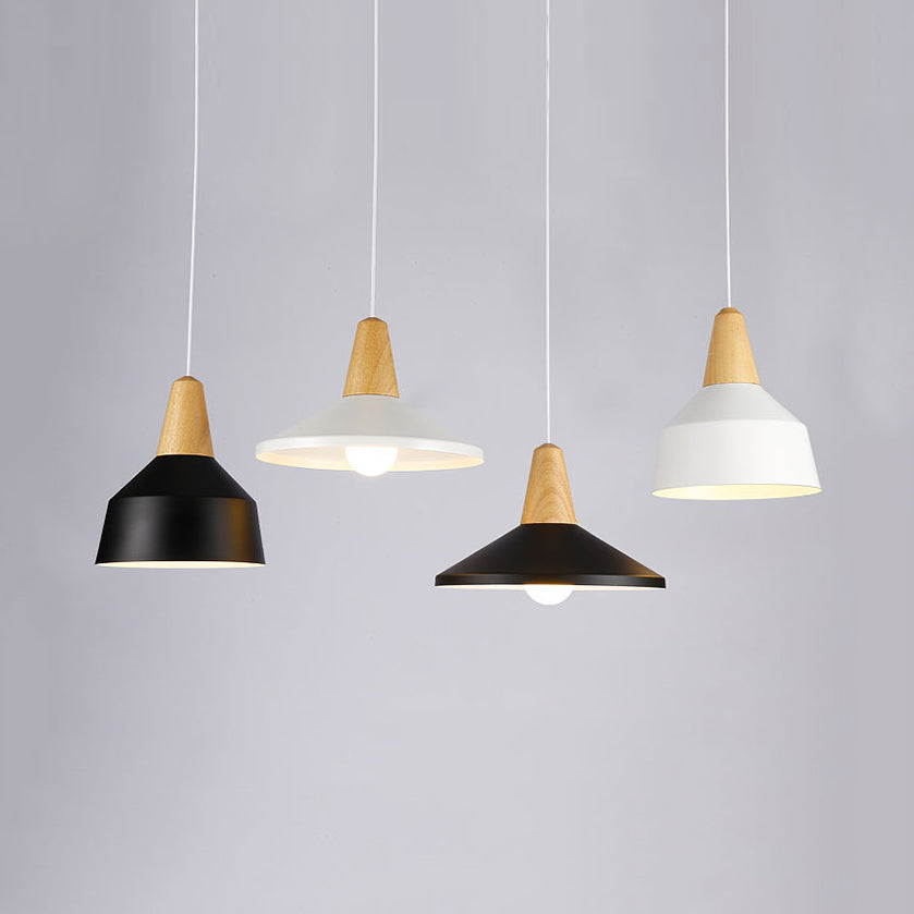 One Head Suspension Light Nordic Stylish Aluminum & Wood Pendant Light for Study Room