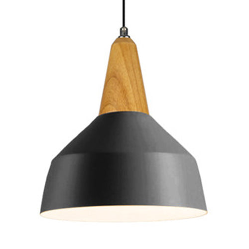 One Head Suspension Light Nordic Stylish Aluminum & Wood Pendant Light for Study Room
