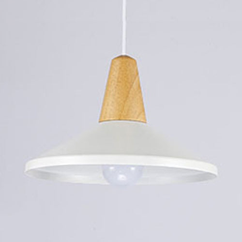 One Head Suspension Light Nordic Stylish Aluminum & Wood Pendant Light for Study Room