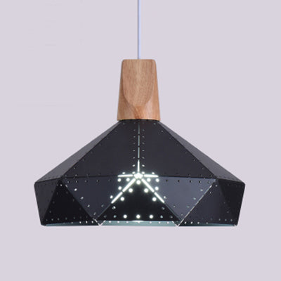 Forma colgante de forma de diamante metálico negro/gris/blanco 1 luz moderna monocromática luz colgante para escalera de cocina