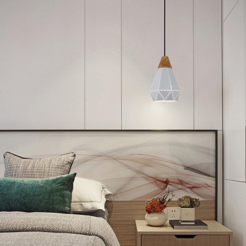 Métallique Diamond Shape Pendant Light Black / Grey / White 1 Light Modern Modern Monochrome Hanging Light for Kitchen escalier