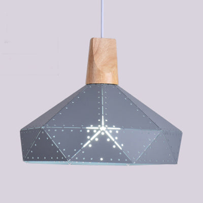 Forma colgante de forma de diamante metálico negro/gris/blanco 1 luz moderna monocromática luz colgante para escalera de cocina