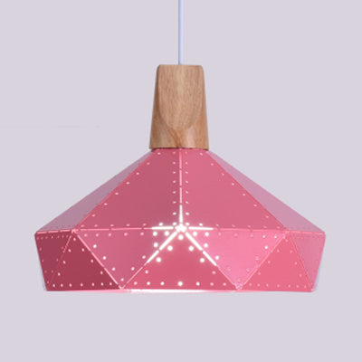 Restaurante en forma de diamante de techo de diamante de metal y madera de madera de color azul/verde/rosa/amarillo iluminación colgante