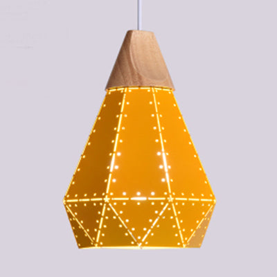 Restaurante en forma de diamante de techo de diamante de metal y madera de madera de color azul/verde/rosa/amarillo iluminación colgante