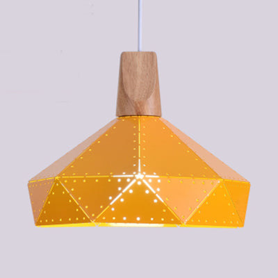 Restaurante en forma de diamante de techo de diamante de metal y madera de madera de color azul/verde/rosa/amarillo iluminación colgante
