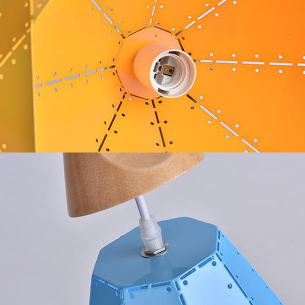 Restaurant le plafond en forme de diamant métal et bois macaron style bleu / vert / rose / jaune éclairage pendant