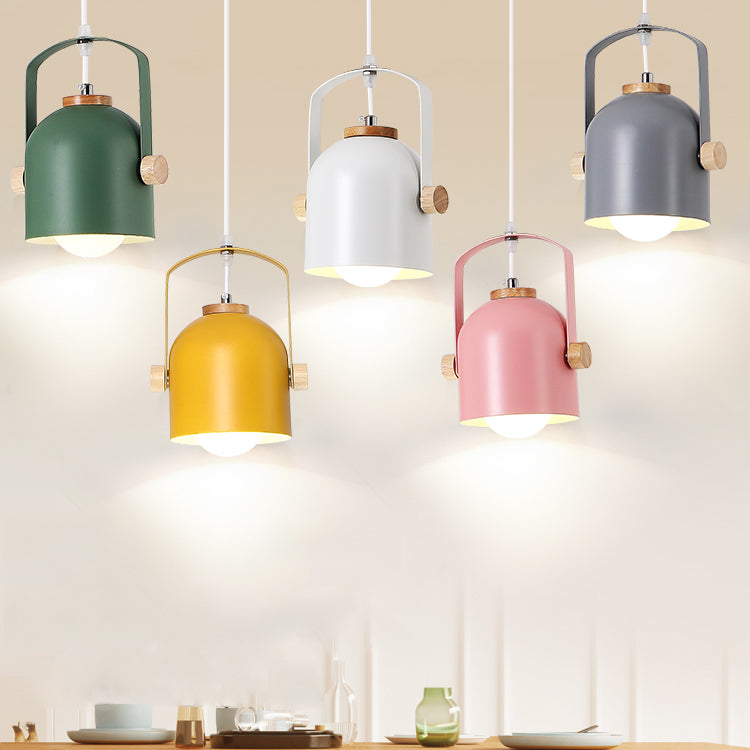 1 luce a coppa a coppa con manico Macaron Loft Alluminio appeso Luce in grigio/verde/rosa/bianco/giallo per Restaurant Hotel