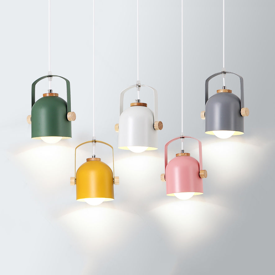 1 luce a coppa a coppa con manico Macaron Loft Alluminio appeso Luce in grigio/verde/rosa/bianco/giallo per Restaurant Hotel