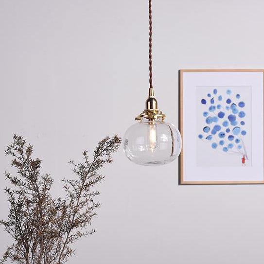 Modern Oval Pendant Light with Brass Lamp Socket Glass 1 Light Suspension Light for Cloth Shop