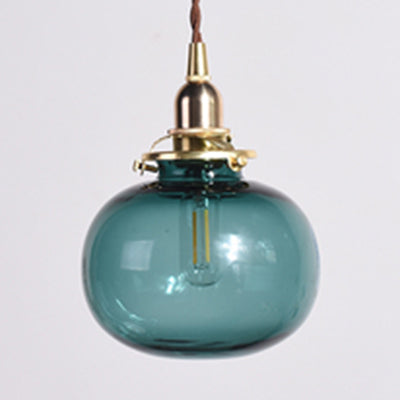 Modern Oval Pendant Light with Brass Lamp Socket Glass 1 Light Suspension Light for Cloth Shop