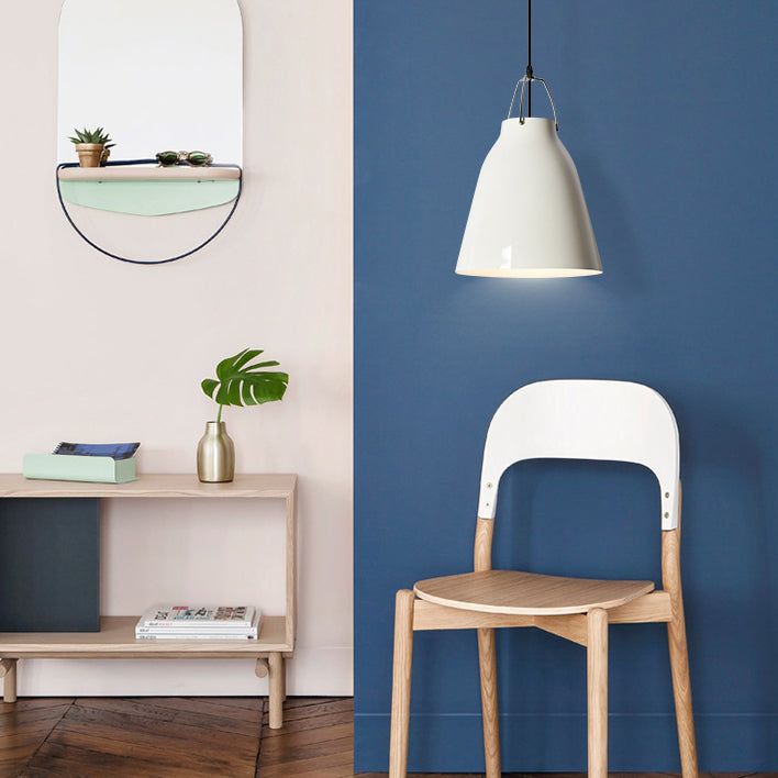 Simple élégant monochrome pendentif Light Bucket Shade 8/16 pouces de large 1 ampoule en aluminium suspendu pour la cuisine