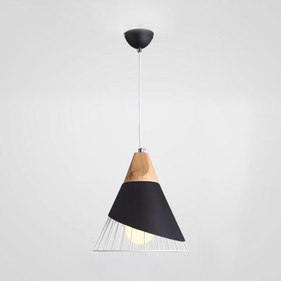 12"/14" Wide Single Bulb Cone Pendant Light with Iron Wire Modern Metallic Hanging Lamp for Balcony Bar