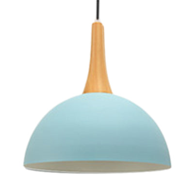 Bowl Shade Living Room Hanging Lamp Aluminum Single Bulb Macaron Dark Blue/Light Blue/Pink Pendant Lighting