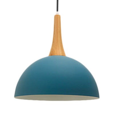 Bowl Shade Living Room Hanging Lamp Aluminum Single Bulb Macaron Dark Blue/Light Blue/Pink Pendant Lighting
