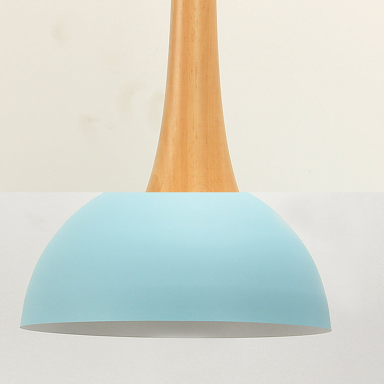 Bowl Shade Living Room Hanging Lamp Aluminum Single Bulb Macaron Dark Blue/Light Blue/Pink Pendant Lighting
