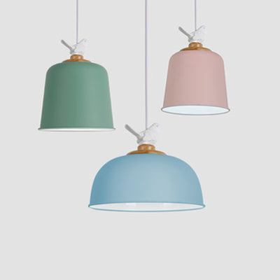 Macaron Stylish Suspension Light mit wenig Vogel Single Lampe 10/12 Zoll breit metallische Anhängerlampe für Kinderschlafzimmer