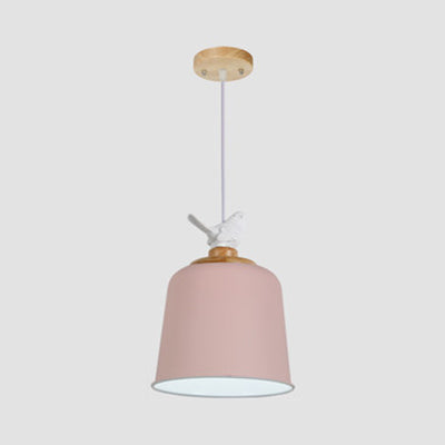 Macaron Stylish Suspension Light mit wenig Vogel Single Lampe 10/12 Zoll breit metallische Anhängerlampe für Kinderschlafzimmer