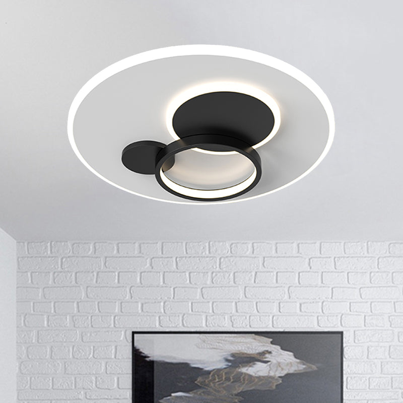 16 "/19.5" W Cerchio Luce a incasso Semplice Metallo Nero/Oro Finitura LED Lampada a incasso in luce calda/bianca