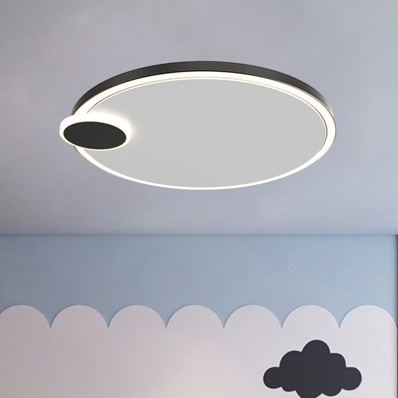 Schwarz/Gold Rund Flush Lamp einfache LED Metallic Flush Deckenleuchte in Warm/Weißes Licht, 16 "/19.5" Dia