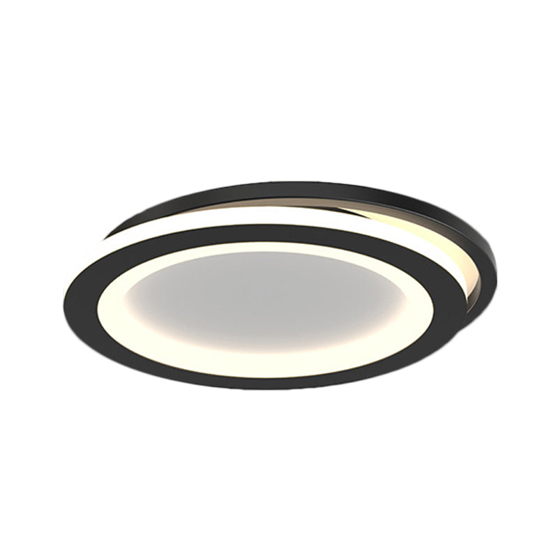 Simple Round/Square Ceiling Mounted Fixture Metal LED Hallway Flush Lighting in Black/Gold