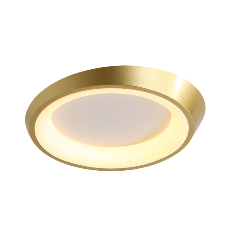 Round Bedroom Flush Mounted Light Metallic LED Modernist Flush Lamp Fixture in Gold/Coffee, Warm/White Light