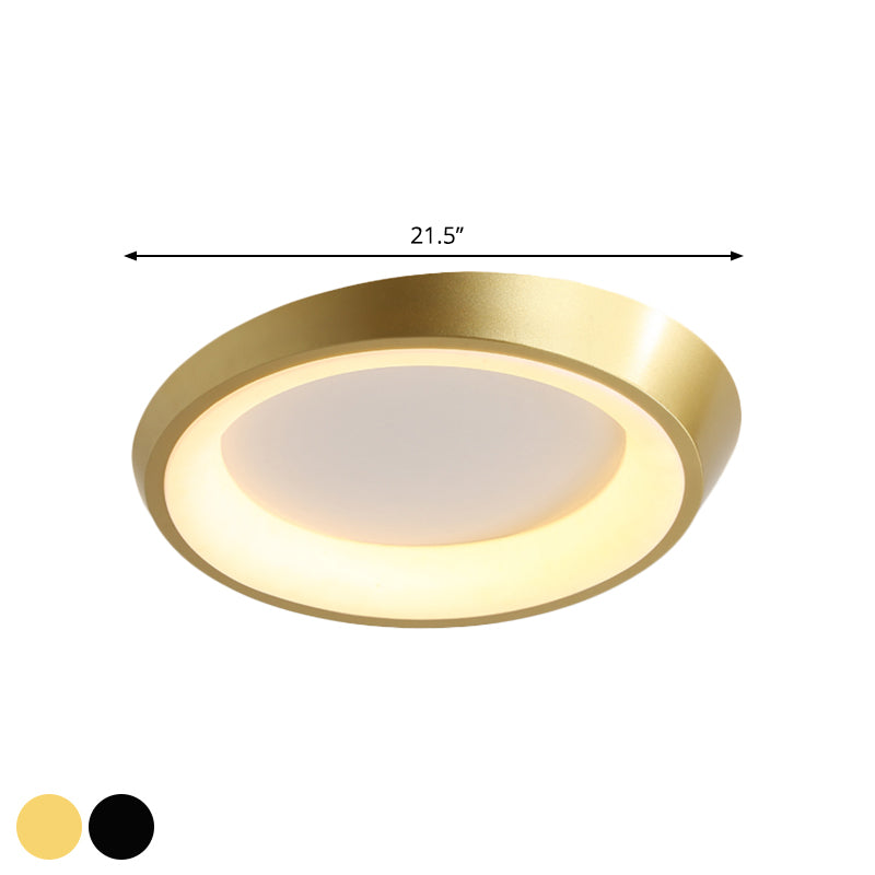 Round Bedroom Flush Mounted Light Metallic LED Modernist Flush Lamp Fixture in Gold/Coffee, Warm/White Light