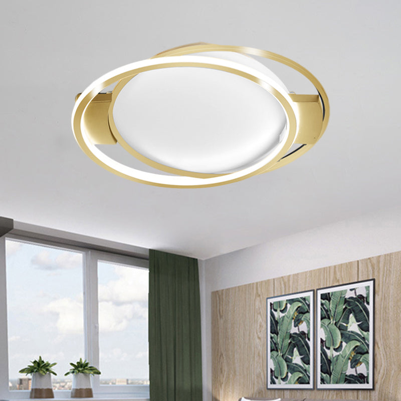 Gold Dual Ring Flush Lighting Minimalismus LED Metallic Flush Mount Lampe im warmen/weißen Licht