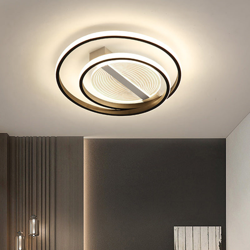 Dual Ring Flush Leuchte Einfachheit Metall Weiß und Gold LED Flush Einbauleuchte in Warm/Weiß Licht, 16"/19.5" W