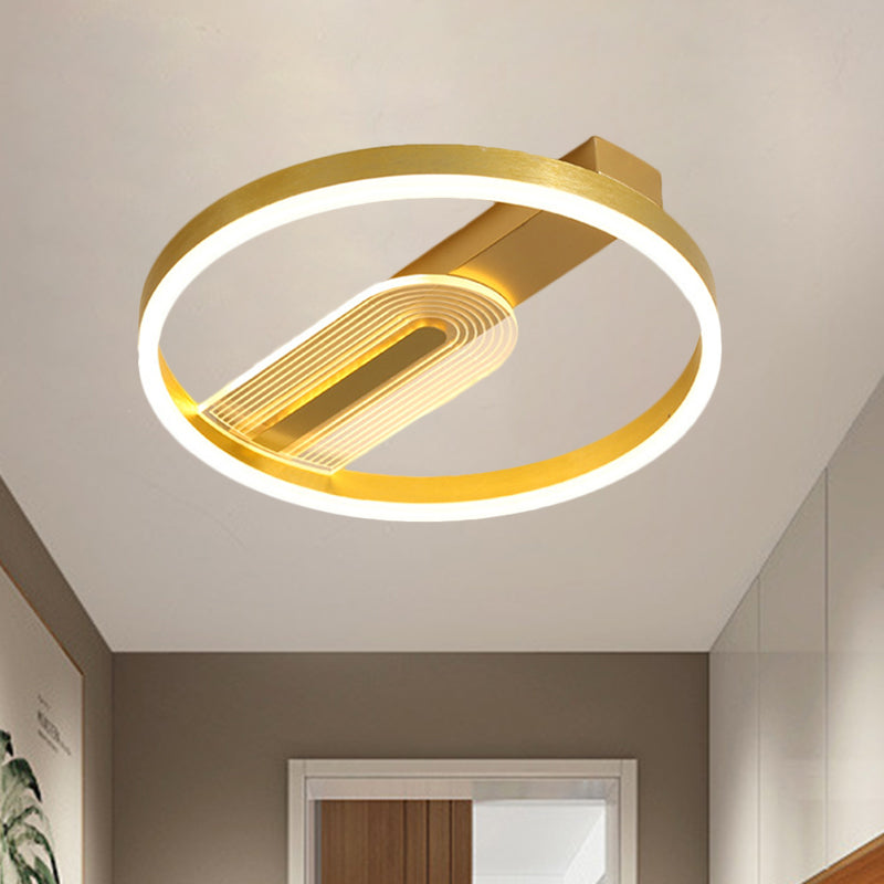 Lampada da incasso con cornice circolare oro/caffè Lampada moderna da incasso metallica a LED, luce calda/bianca