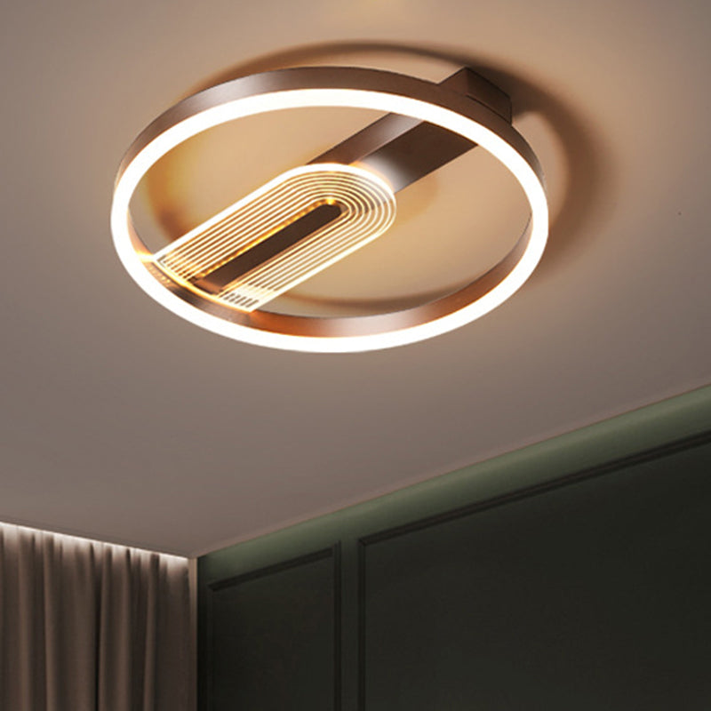 Lampada da incasso con cornice circolare oro/caffè Lampada moderna da incasso metallica a LED, luce calda/bianca