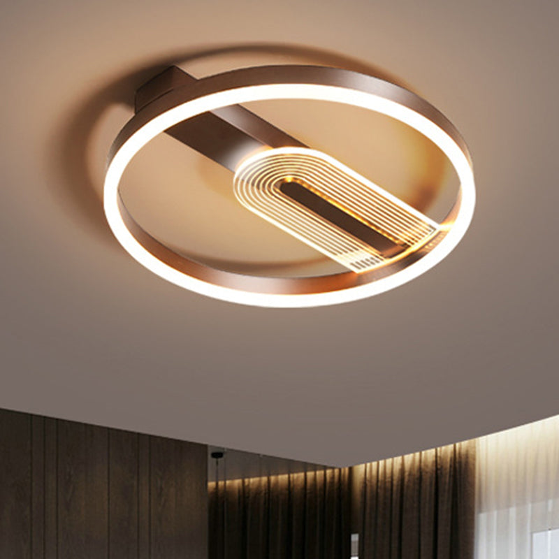 Lampada da incasso con cornice circolare oro/caffè Lampada moderna da incasso metallica a LED, luce calda/bianca