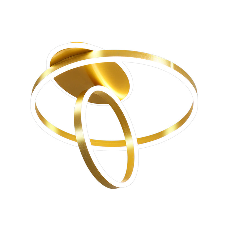 Rings Metallic Flush Lighting Minimalist 18"/21.5" W LED Gold Ceiling Lamp Fixture in Warm/White Light