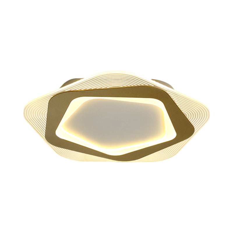 Metal Hexagon/Pentagon Flush Mount Modernism 18"/21.5" Width LED Flushmount Ceiling Light in Gold for Parlour