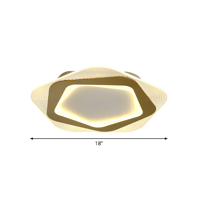 Metal Hexagon/Pentagon Flush Mount Modernism 18"/21.5" Width LED Flushmount Ceiling Light in Gold for Parlour
