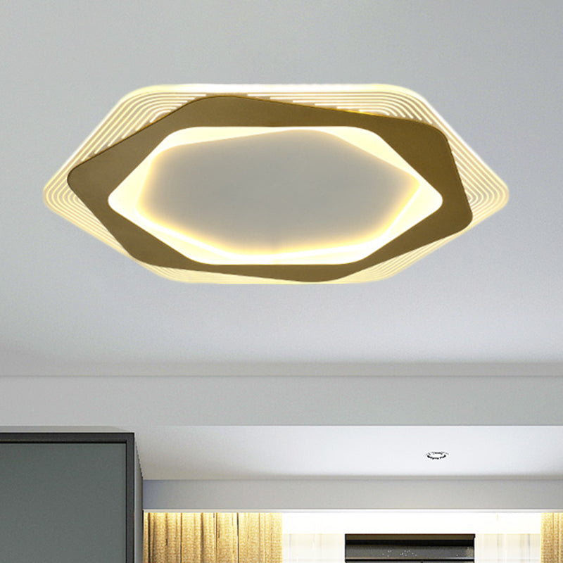 Metal Hexagon/Pentagon Flush Mount Modernism 18"/21.5" Width LED Flushmount Ceiling Light in Gold for Parlour
