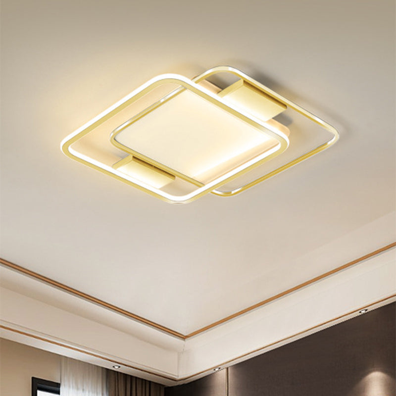 Gold Finish Dual Rhombus Flush Light Minimal 16.5"/20.5" Breite LED Metall Flush Lampe in warm/weiß Licht
