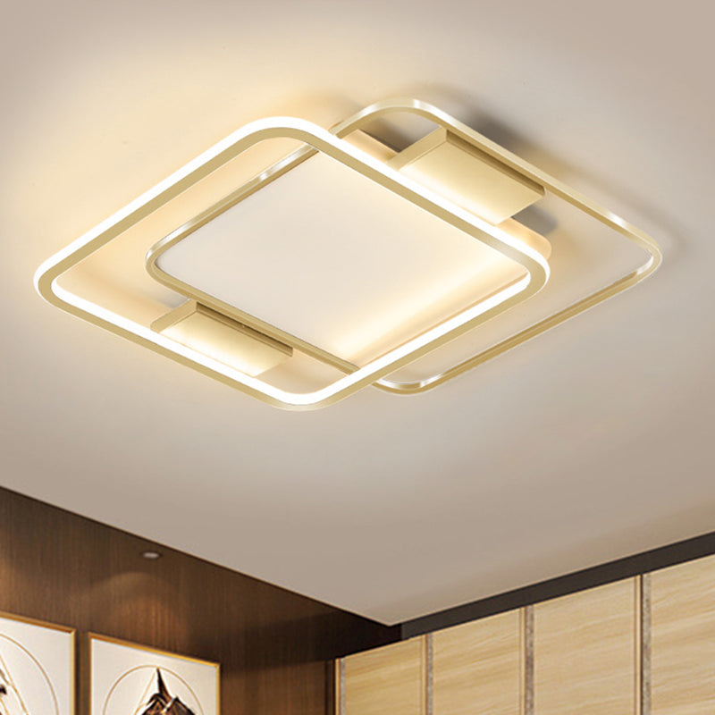 Gold Finish Dual Rhombus Flush Light Minimal 16.5"/20.5" Breite LED Metall Flush Lampe in warm/weiß Licht