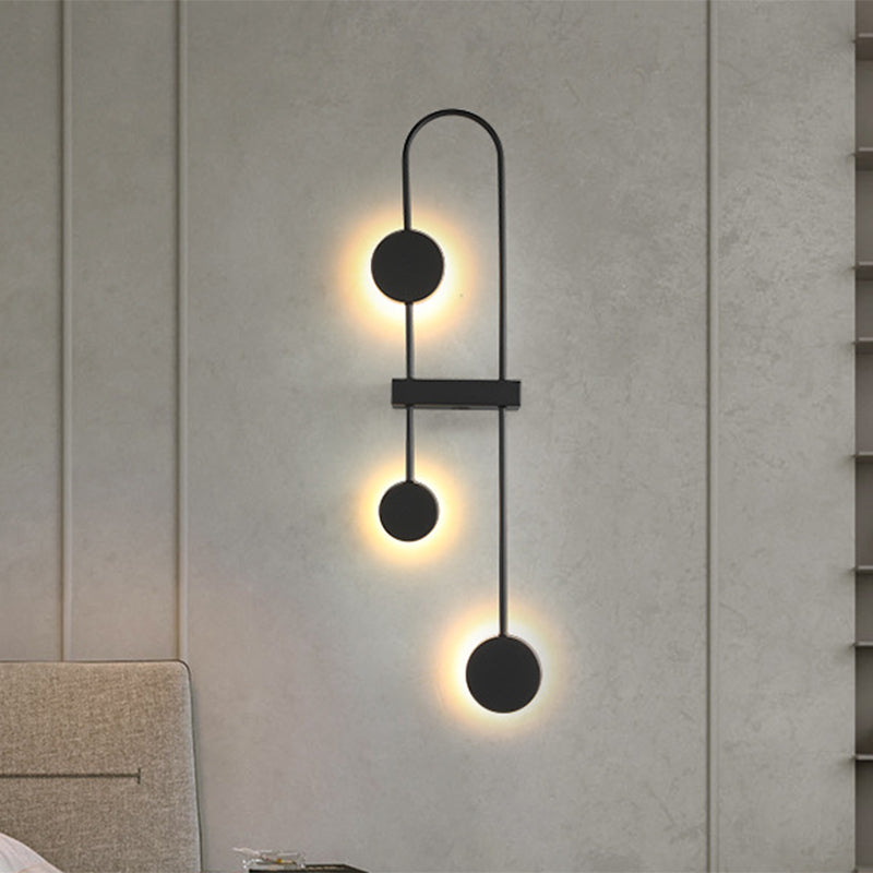 Minimalisme en application arquée noire / or 3 têtes Mur en métal LEDMINE MOURD MOURD, CHAUD / BLANC LEIL / BLANC