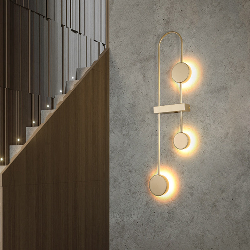 Minimalisme en application arquée noire / or 3 têtes Mur en métal LEDMINE MOURD MOURD, CHAUD / BLANC LEIL / BLANC