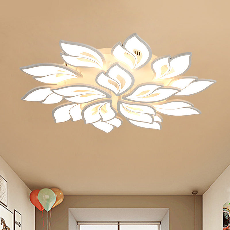 Acrylic Floral Flush Lamp Minimalism LED White Ceiling Fixture in Warm/White Light for Drawing Room